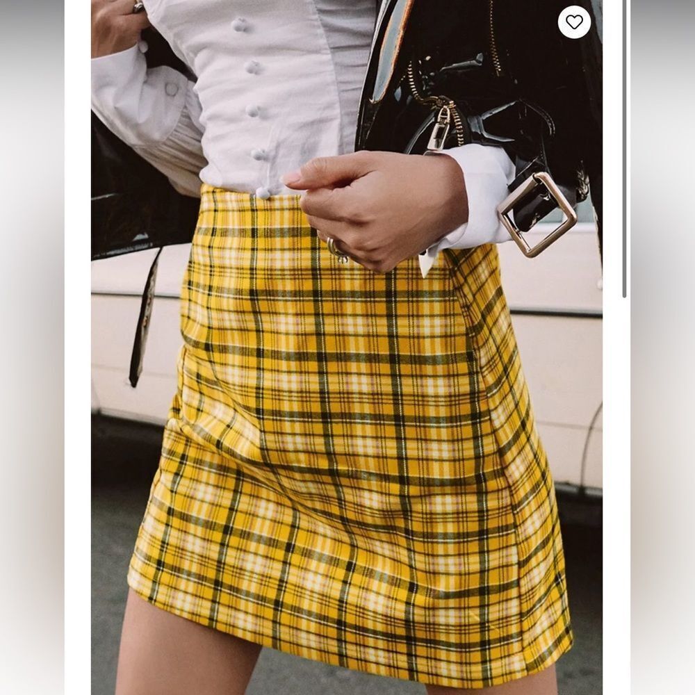 UO Colin Plaid Pocket Mini Skirt Urban Outfitters yellow Clueless Cher Large